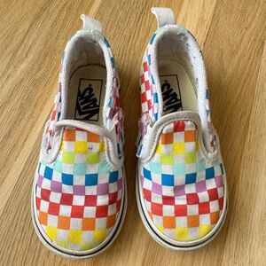 Vans Kids' Multicolor Checkered Slip-On Shoes toddler size 7